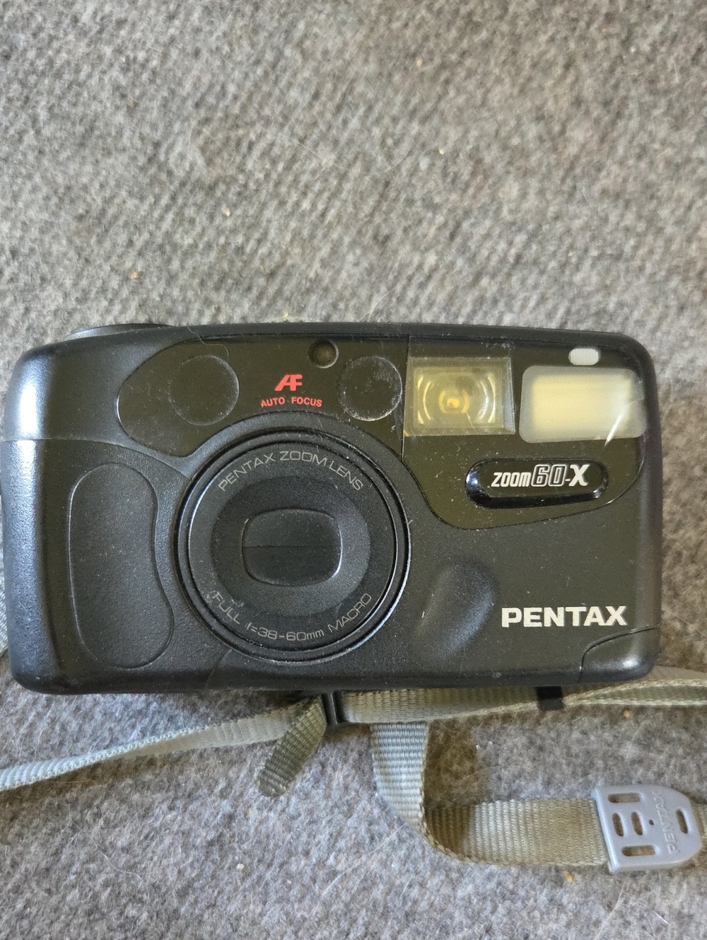 Pentax Compact Film Camera in Black with Wrist Strap